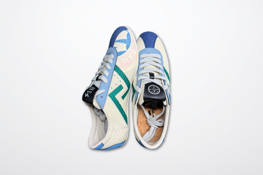 Sa77a颯合 AMOY - Yin (☷). The brand that spells H with double seven. Sa77a Sustainable sneaker. An Up-cycled Sail sneaker. Each pair is Unique.